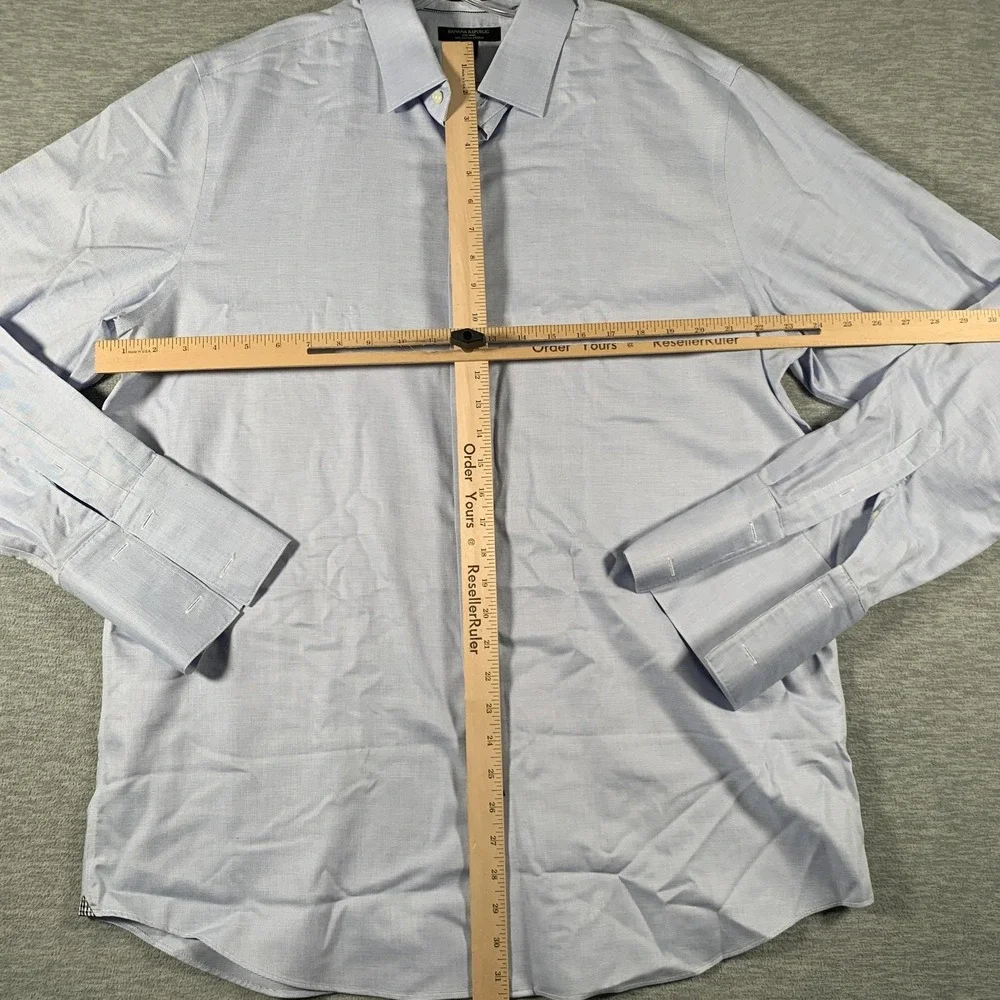 Banana‎ Republic Shirt Mens XL Blue Camden Standard Fit Non Iron Dress Check